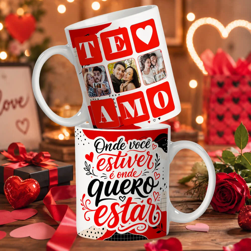 Caneca Te Amo com Fotos Personalizadas