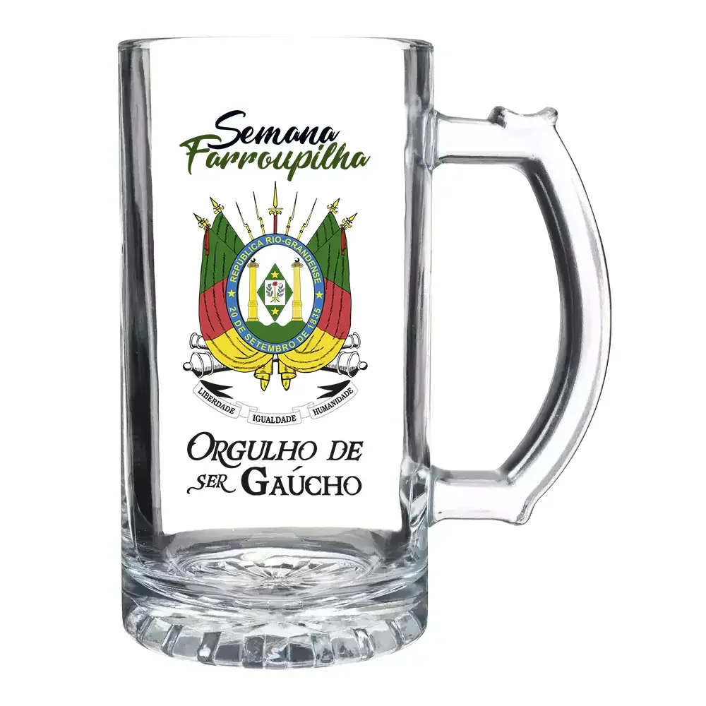 Caneca Vidro Semana Farroupilha Orgulho de ser Gaucho c19