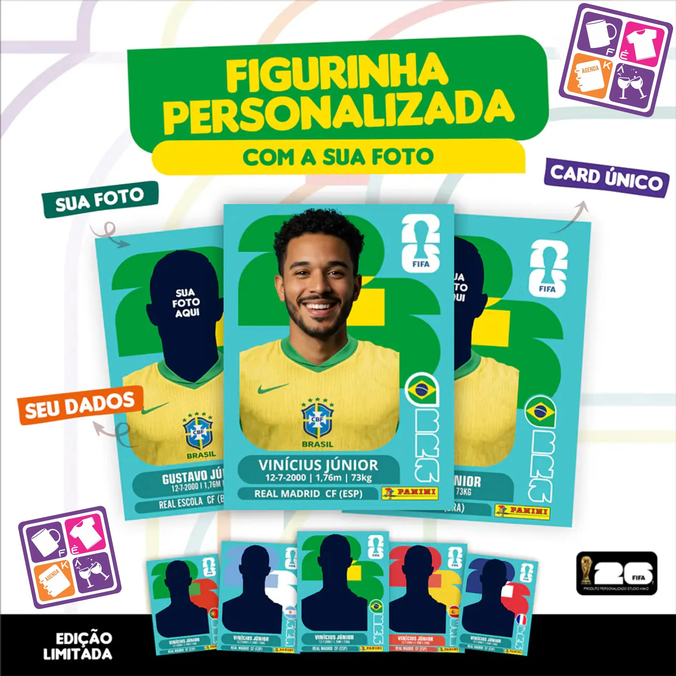 Figurinha Personalizada Copa do Mundo 2026 com Foto