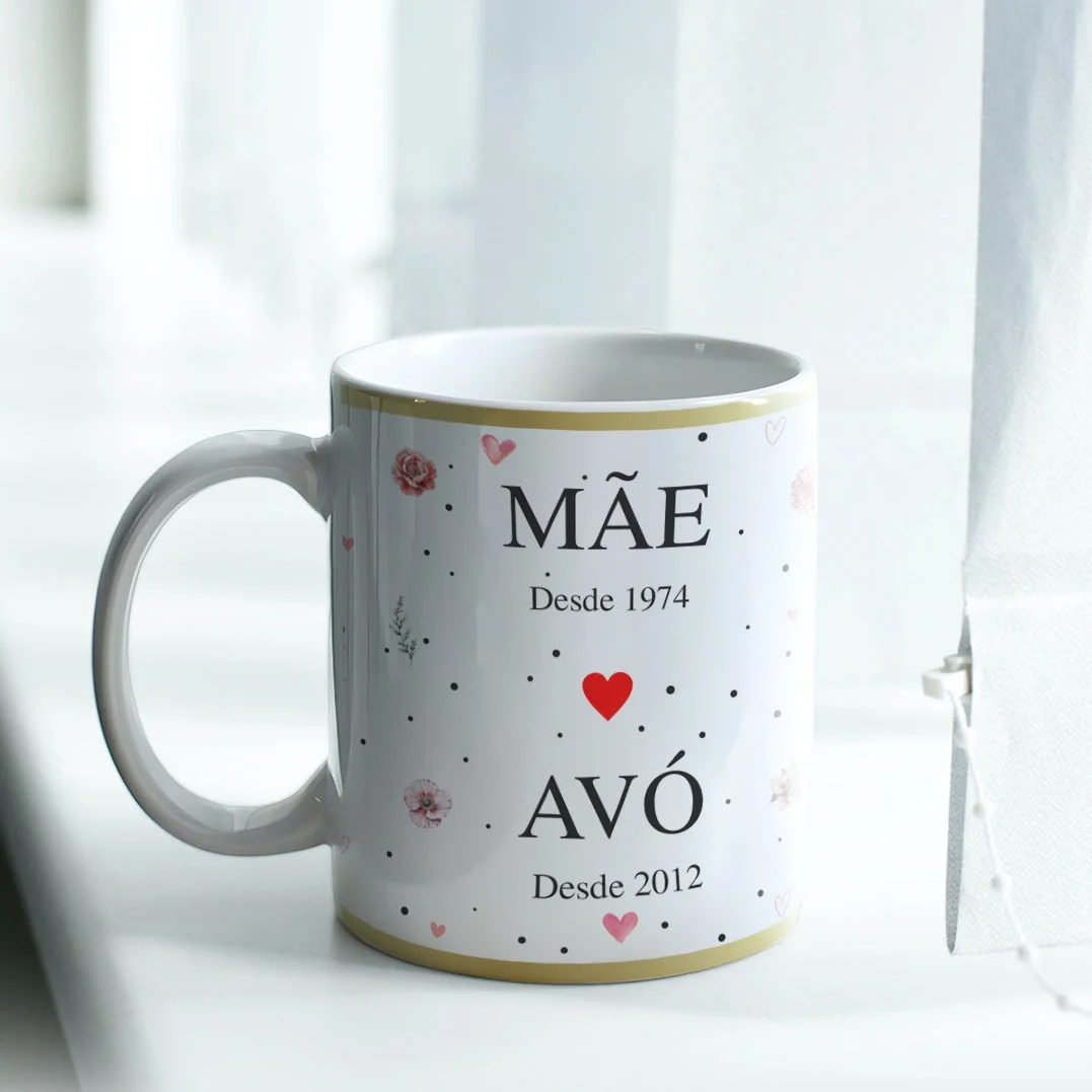 Caneca MÃE e AVÓ - Presente Personalizado com Datas
