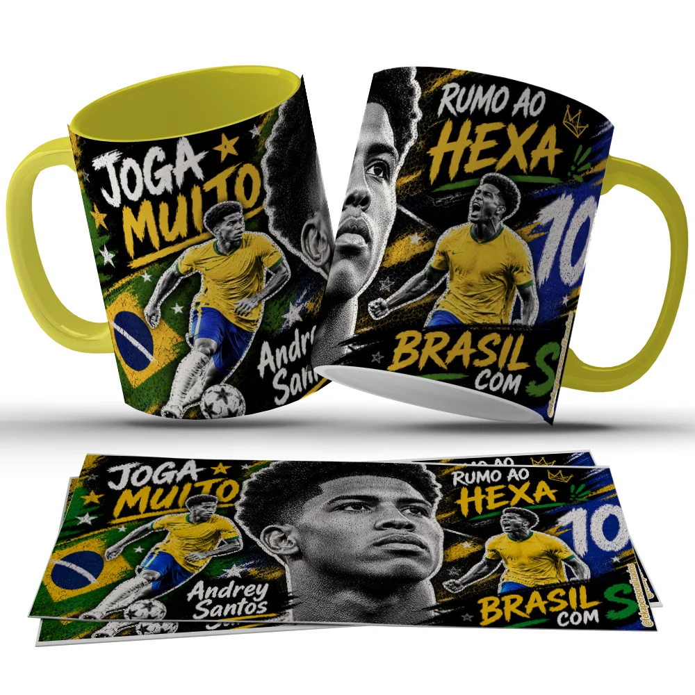 Caneca Andrey Santos Brasil - Joga Muito Rumo ao Hexa c26