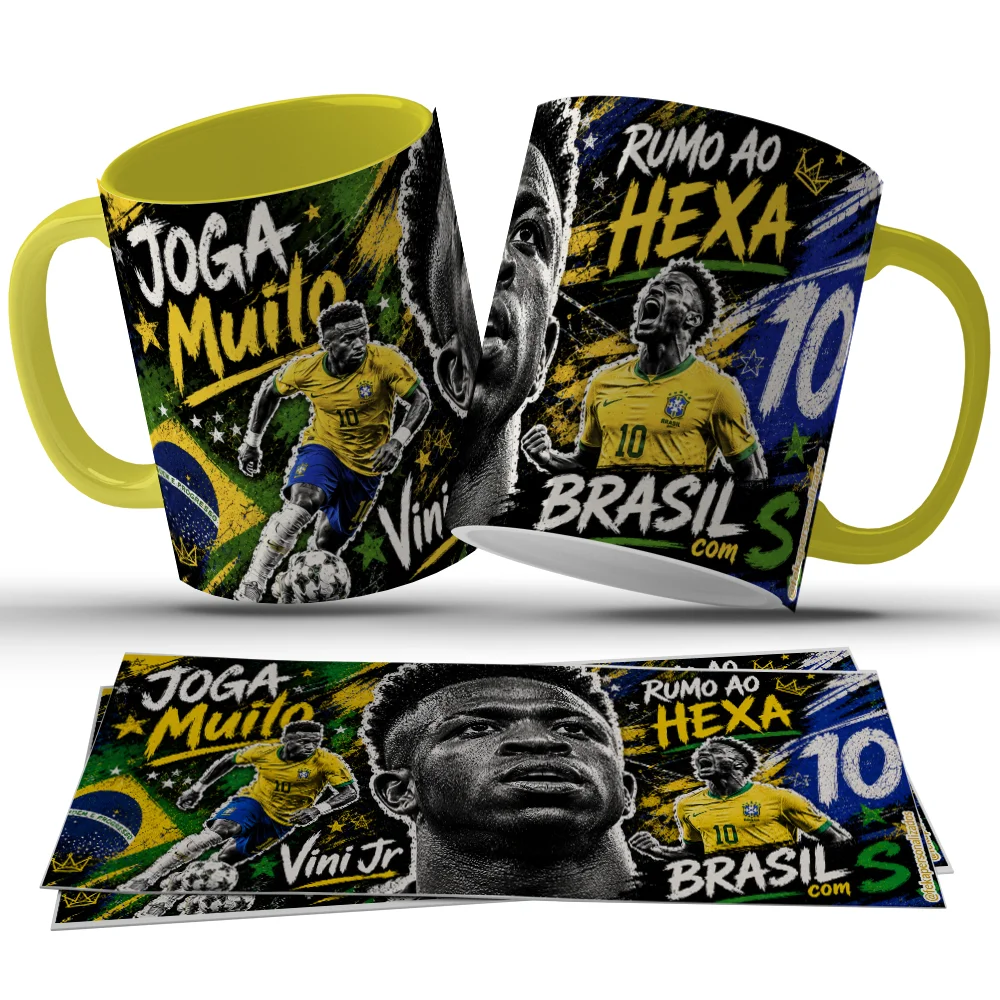 Caneca Vinícius Júnior - Joga Muito e Rumo à Hexa Brasil c31