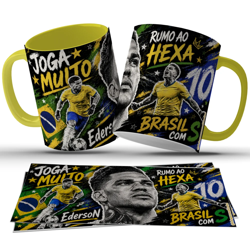Caneca Ederson Brasil - Joga Muito Rumo ao Hexa c32