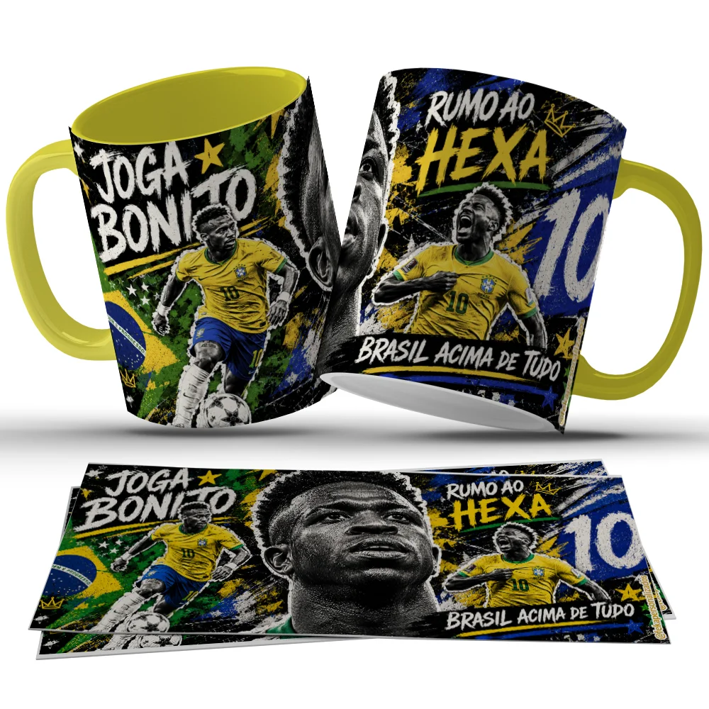 Caneca Futebol Brasil Joga Bonito Rumo à Hexa c40