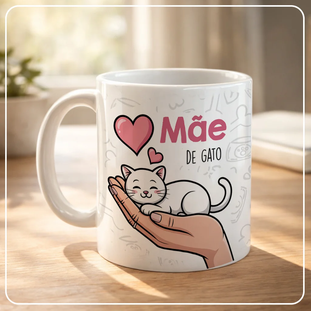Caneca Mãe de Gato - Presente Dia das Mães