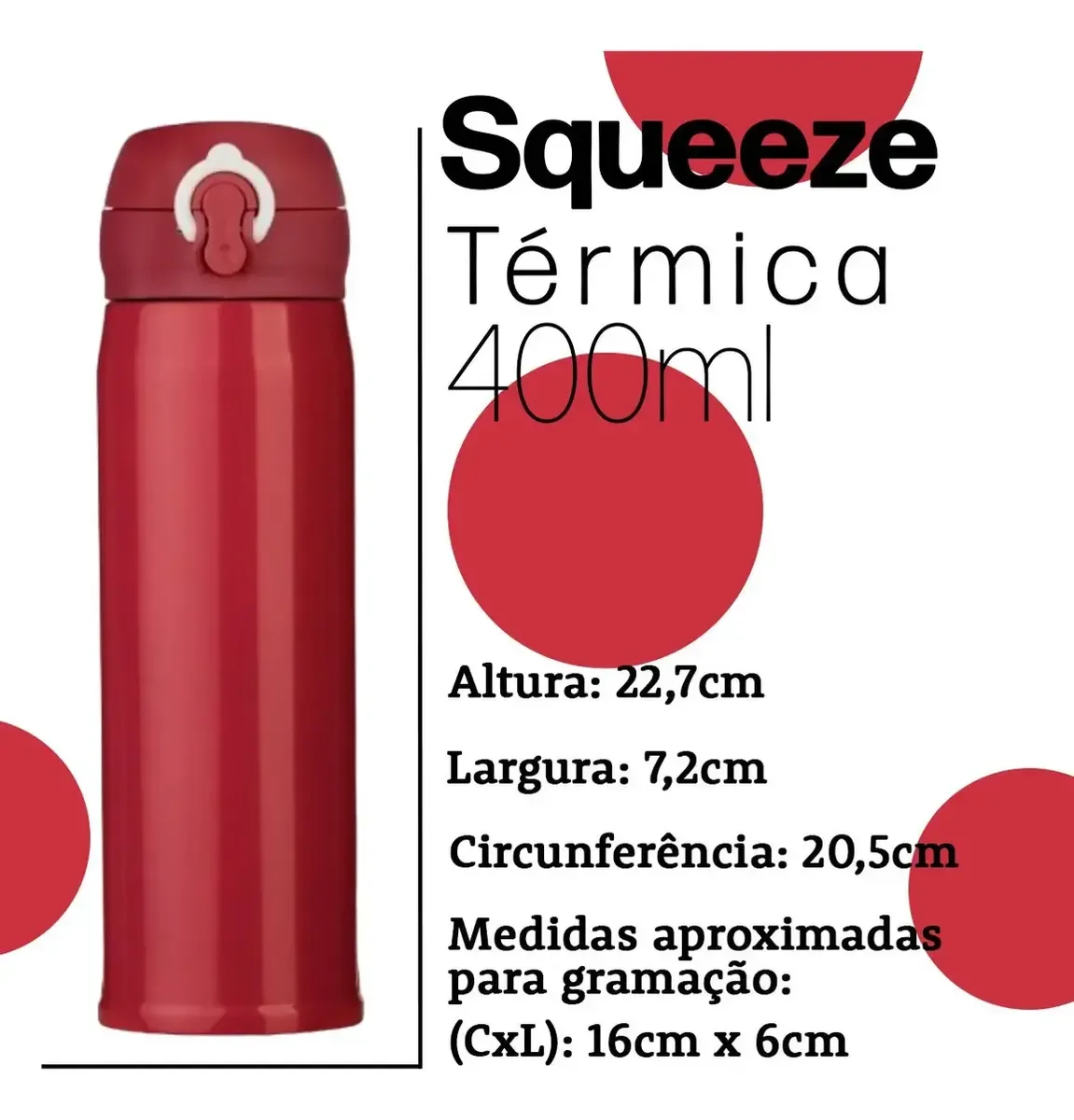Garrafa térmica 400 ml de inox