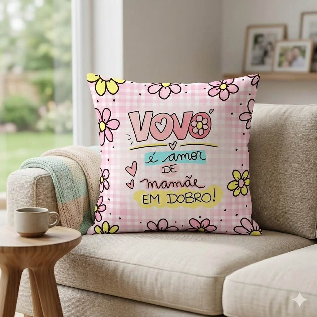 Almofada Decorativa Vovó é Amor de Mamãe em Dobro